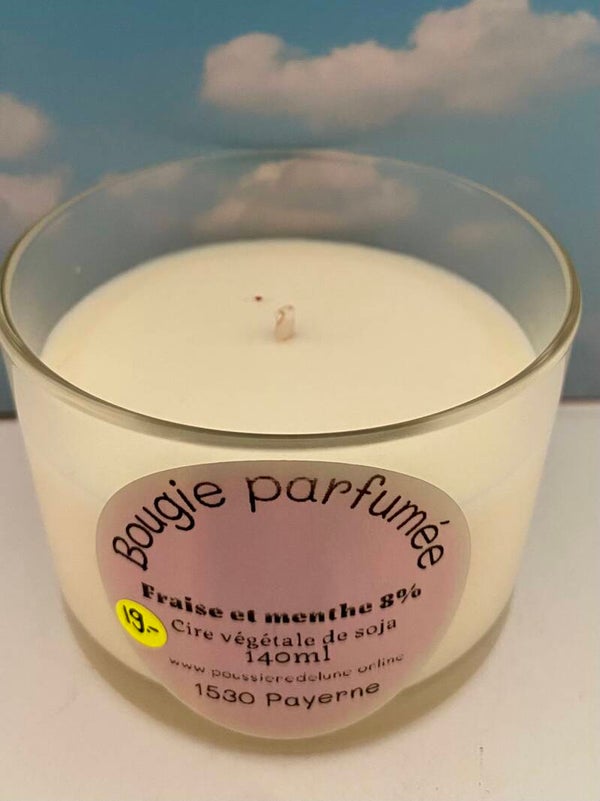 Bougie parfumée, senteur Fraise et menthe douce