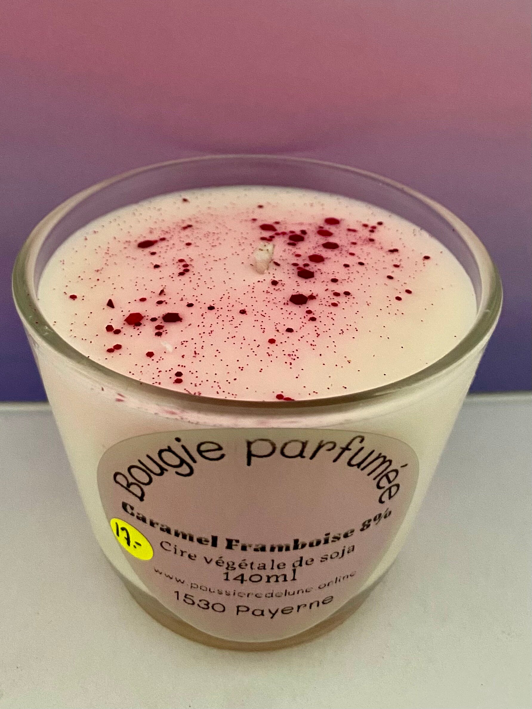 Bougie parfumée senteur Caramel Framboise