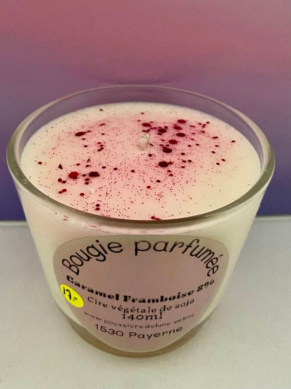 Bougie parfumée senteur Caramel Framboise