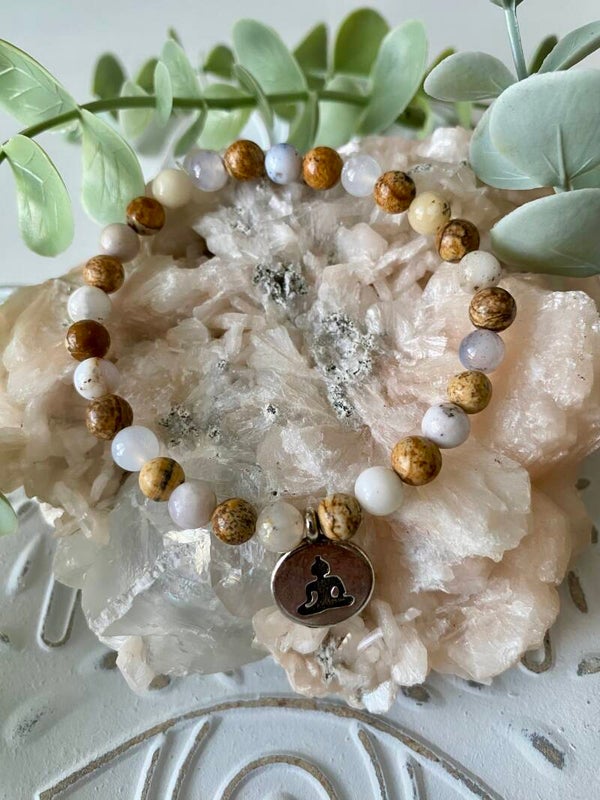 Bracelet Jaspe paysage et Opale blanche (numéro 9)