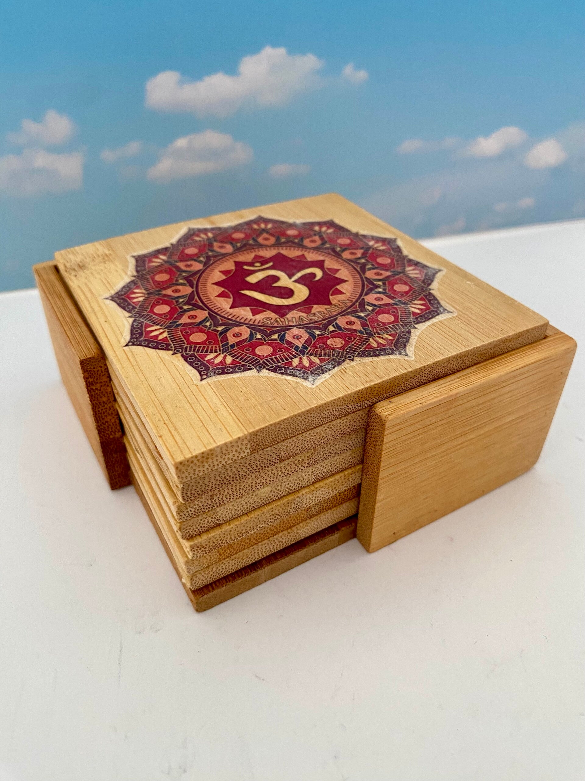 Coffret de 7 sous-verres en bois – Collection Chakras