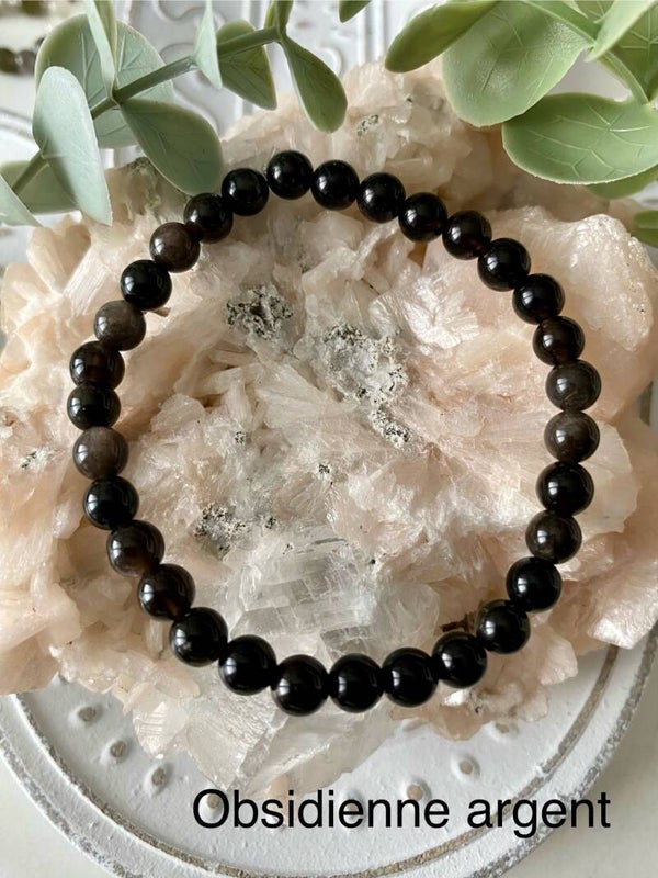 Bracelet Obsidienne argentée (numéro 211)