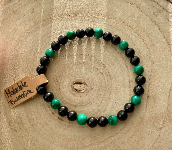 Bracelet Malachite et Tourmaline noir (numéro 304)