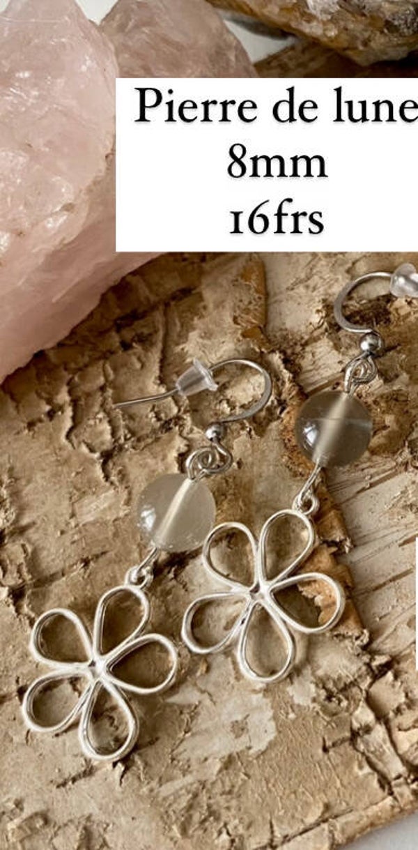 Boucles d’oreilles pierre de lune (numéro 107)