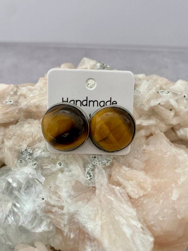 Clous d’oreilles Oeil de tigre 16mm  (numéro 240/249)