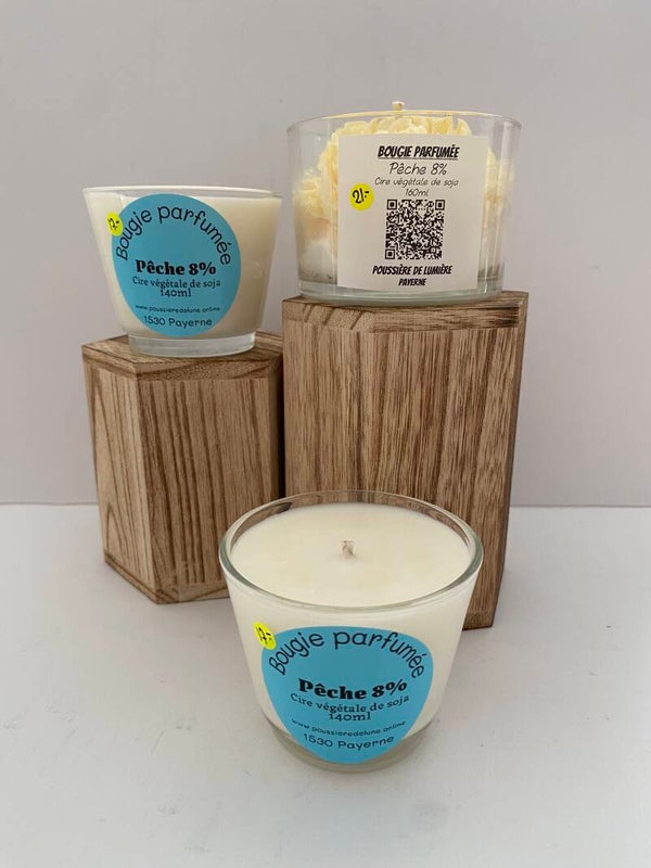 Bougies en Cire végétale de soja, senteur Pêche