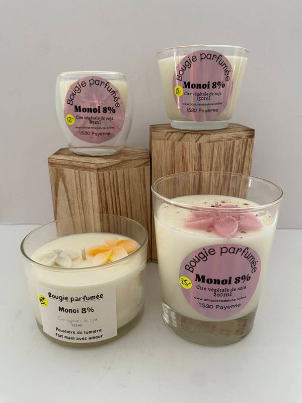 Bougie en Cire végétale de soja, senteur Monoi