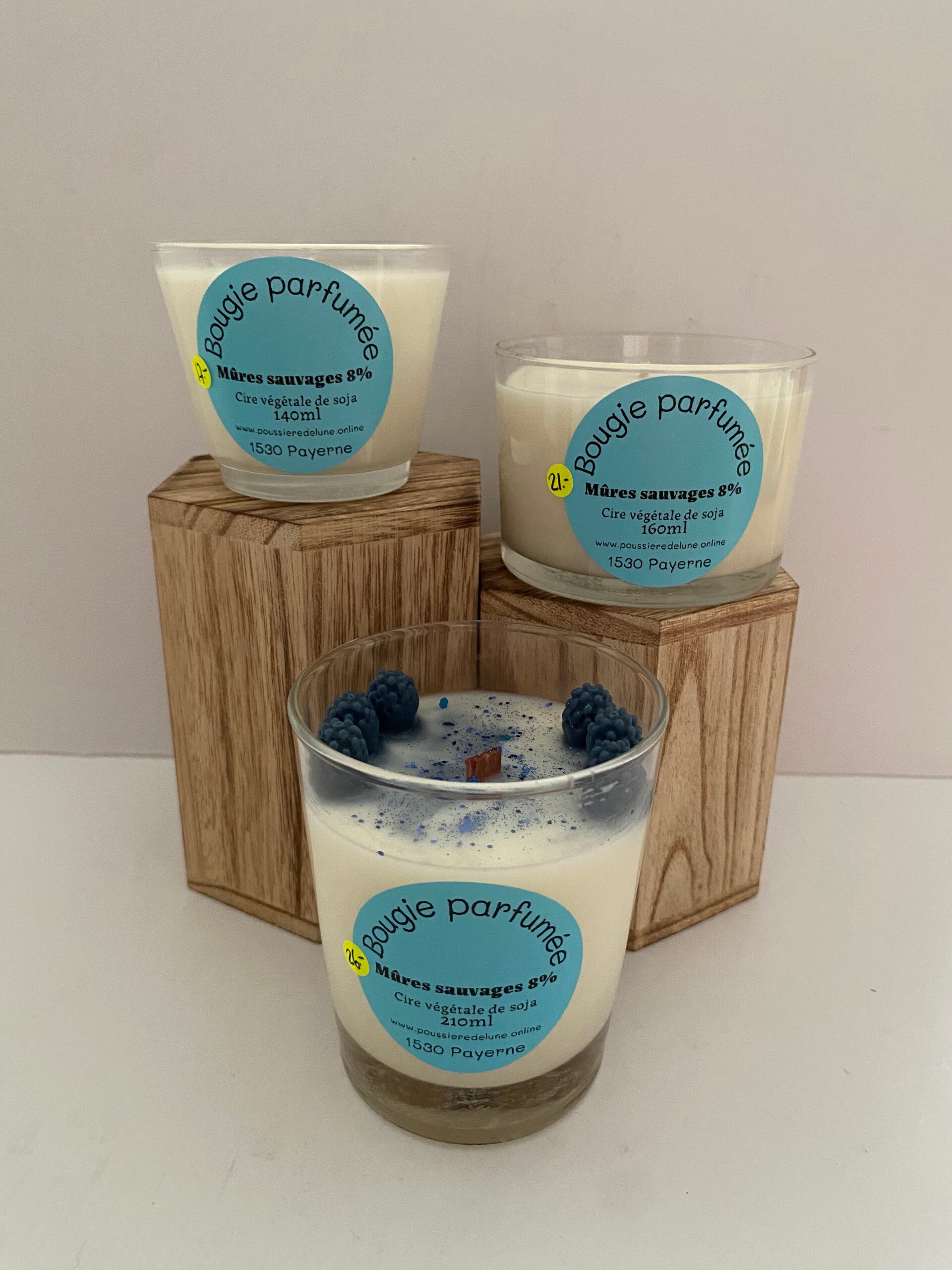 Bougie en cire de soja, senteur Mûres sauvages