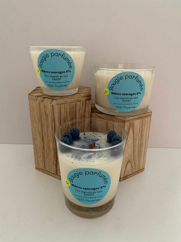 Bougies en cire de soja, senteur Mûres sauvages