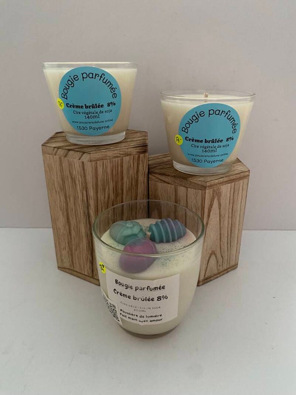 Bougie en cire de soja, senteur Crème brûlée