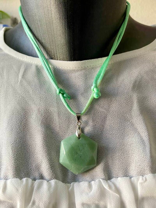 Collier cordon vert réglable, Aventurine verte