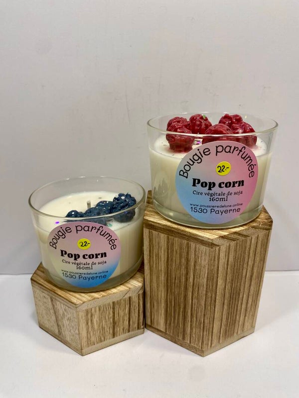 Bougies en cire de soja, senteur Pop corn