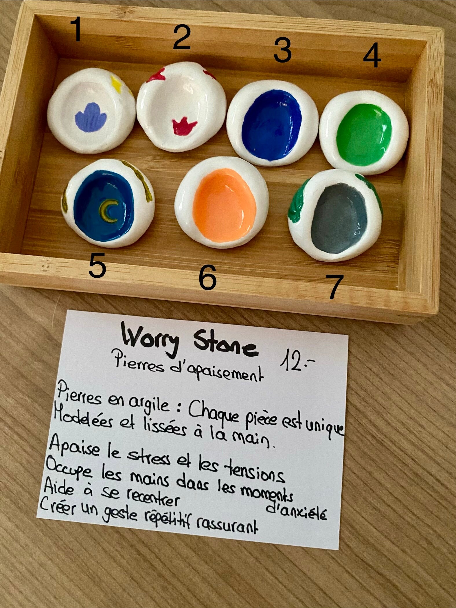 Worry stones (argile polymère) entièrement fait mains