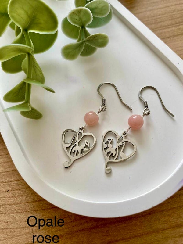 Boucles d’oreilles Opale rose du Pérou (numéro 273)