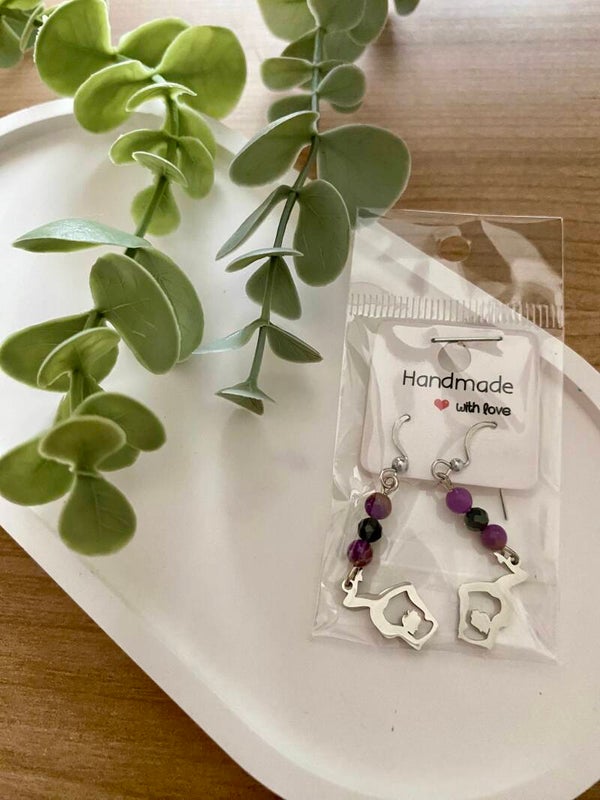 Boucles d’oreilles Spinelle noir et Phosphosidérite (numéro 118)