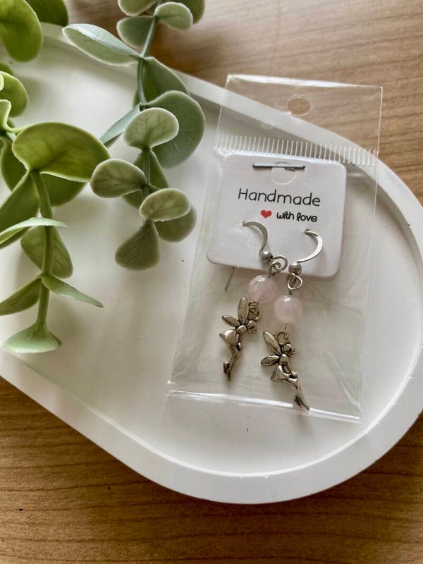 Boucles d’oreilles Quartz rose traité (numéro 62)