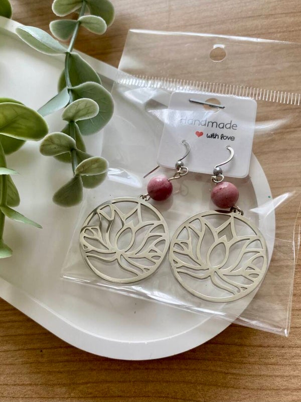 Boucles d’oreilles Rhodonite du Pérou (numéro 181)