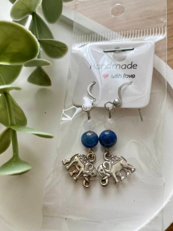 Boucles d’oreilles Lapis-lazuli et Quartz de Tourmaline (numéro 114)