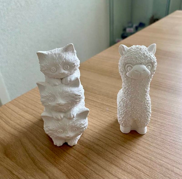 Lama et Chat en plâtre, diverses couleur