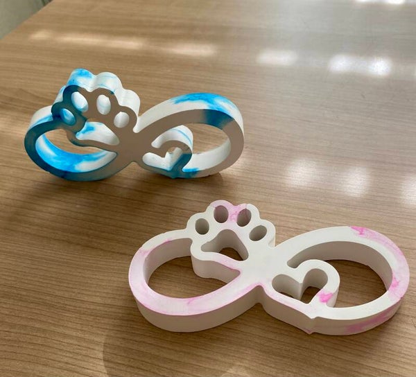 Infini cœur et patte en plâtre, diverses couleurs