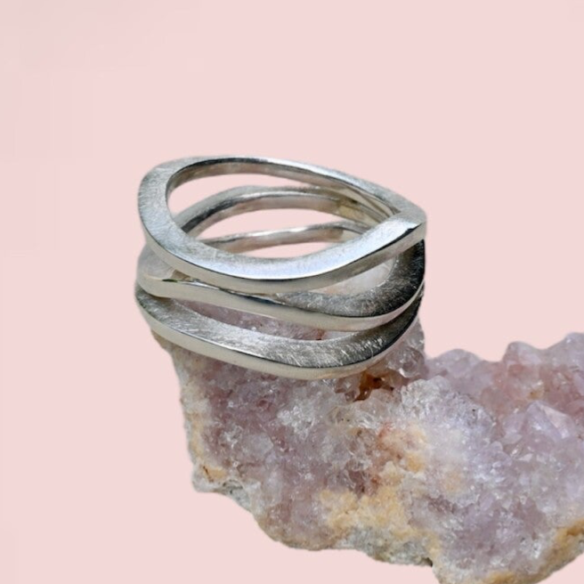 Zilveren statement ring Flow