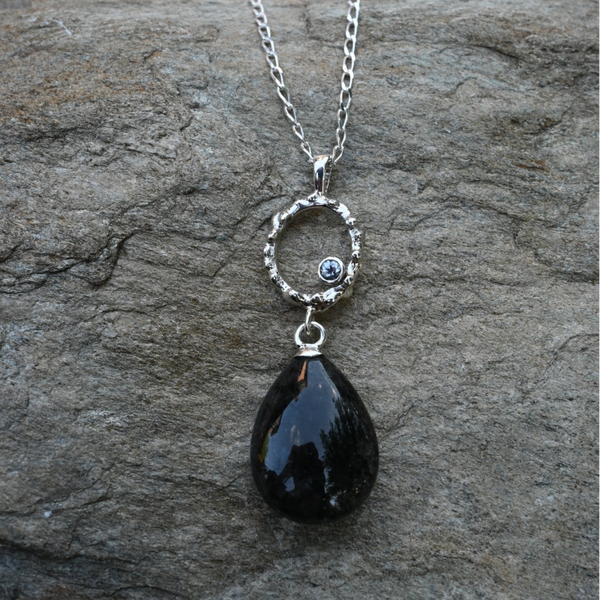 Zilveren hanger toermalijnkwarts en spinel