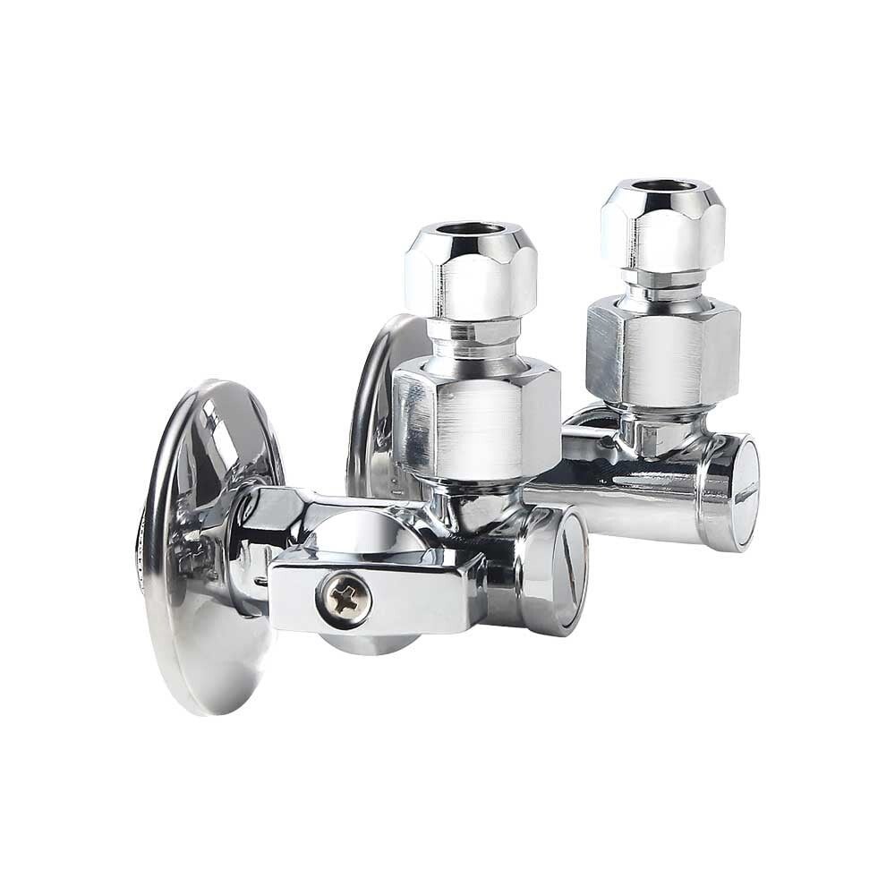 COPPIA RUBINETTI FILTRO A SFERA SOTTOLAVABO DX/SX 1/2"x3/8"/Ø10 + Rosetta