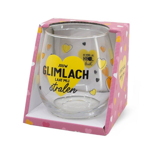 Glas met quote: Jouw Glimlach ...