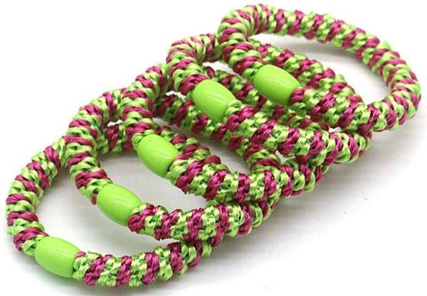 Haar elastiek 5stks Neon Groen/fuschia