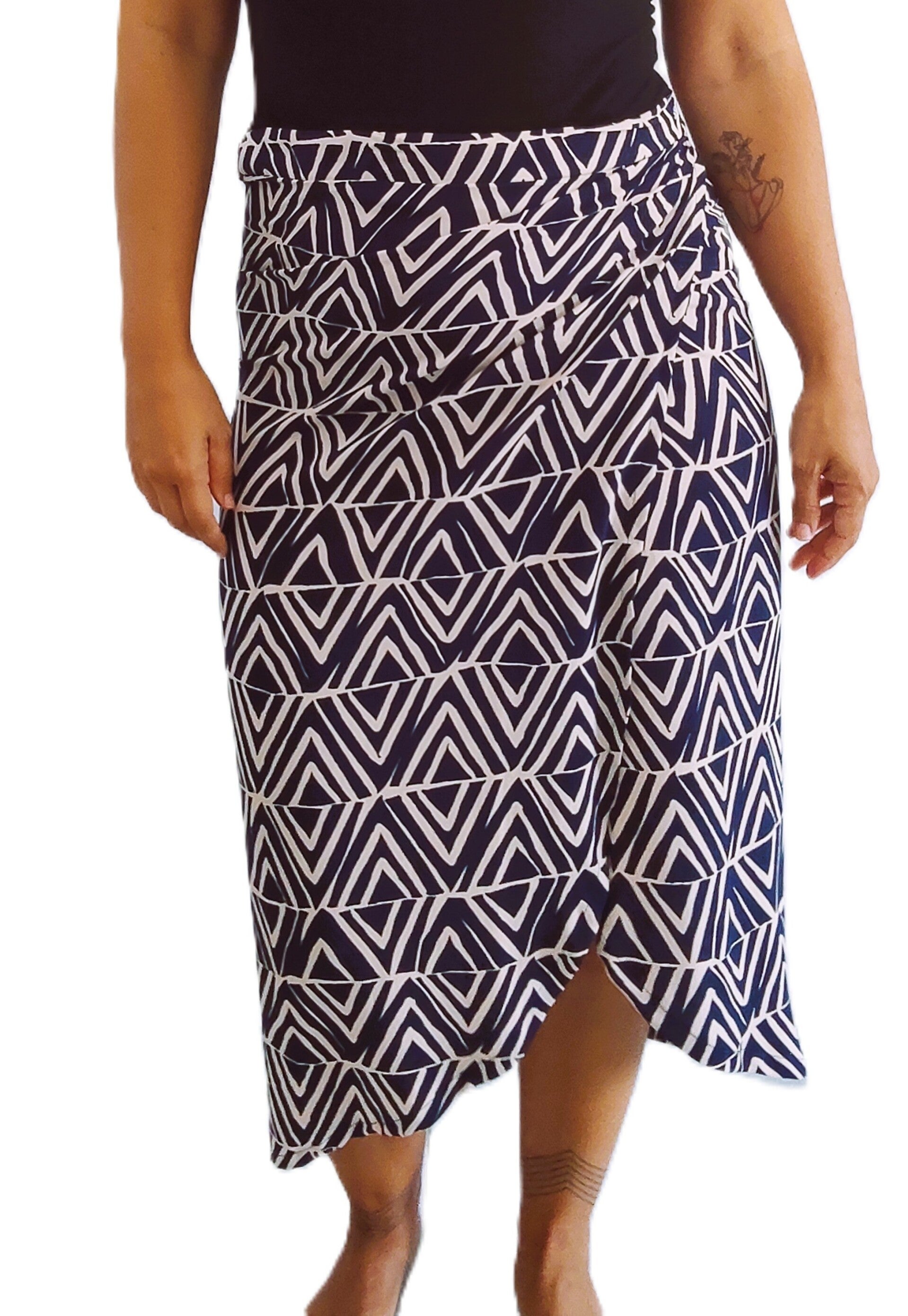 Falda Toulouse - Geometrías en azul marino