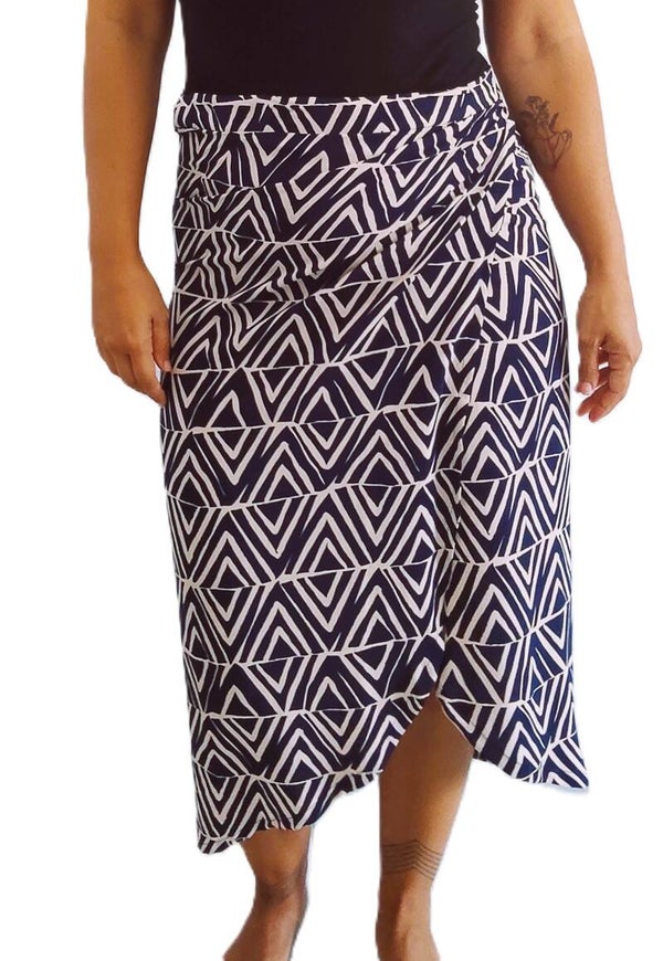 Falda Toulouse - Geometrías en azul marino