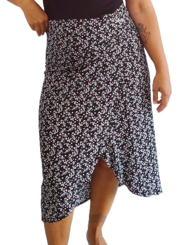 Falda Toulouse - Flores en negro