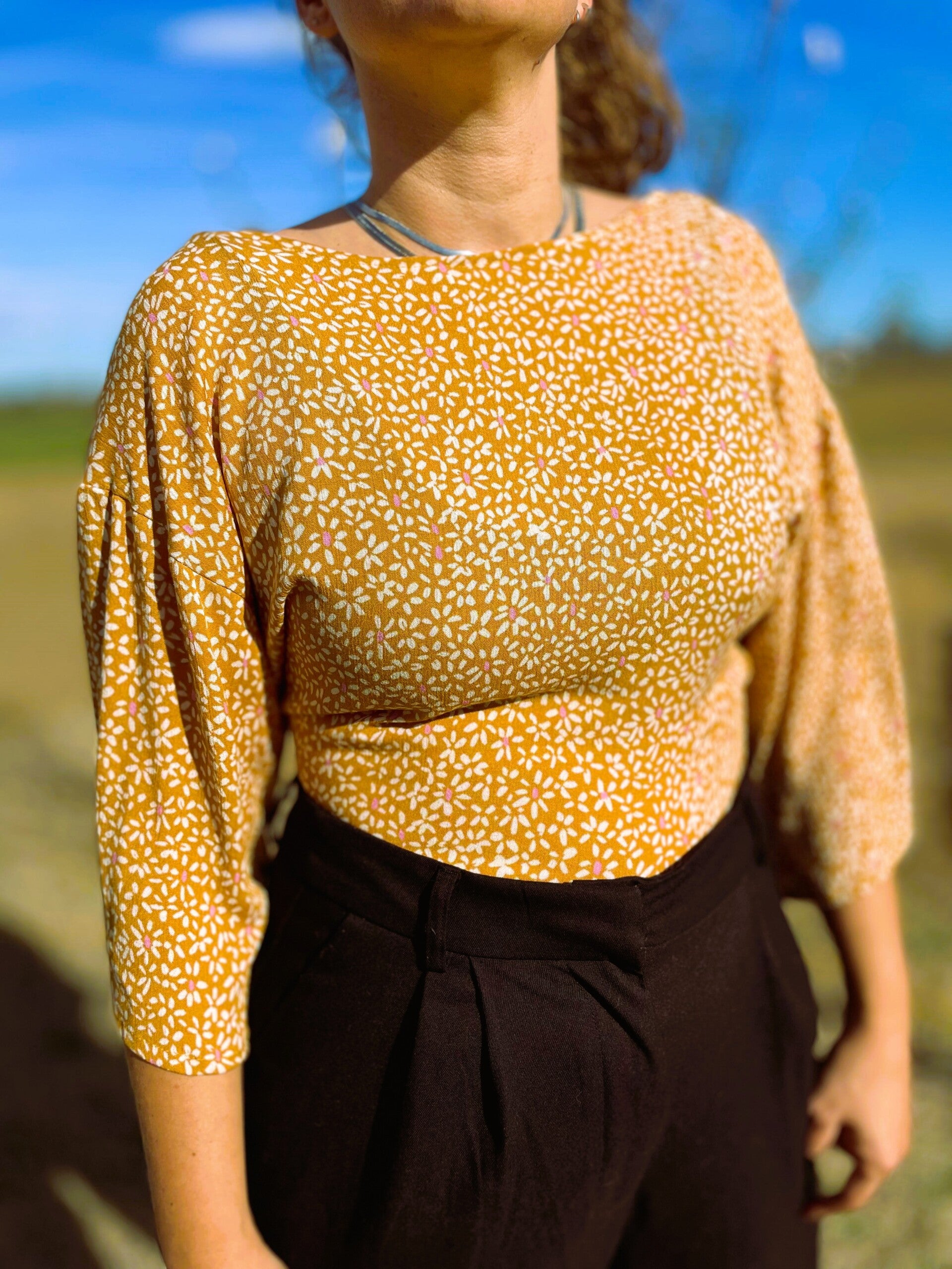 Camisa Menorca - Flores en amarillo - AGOTADA