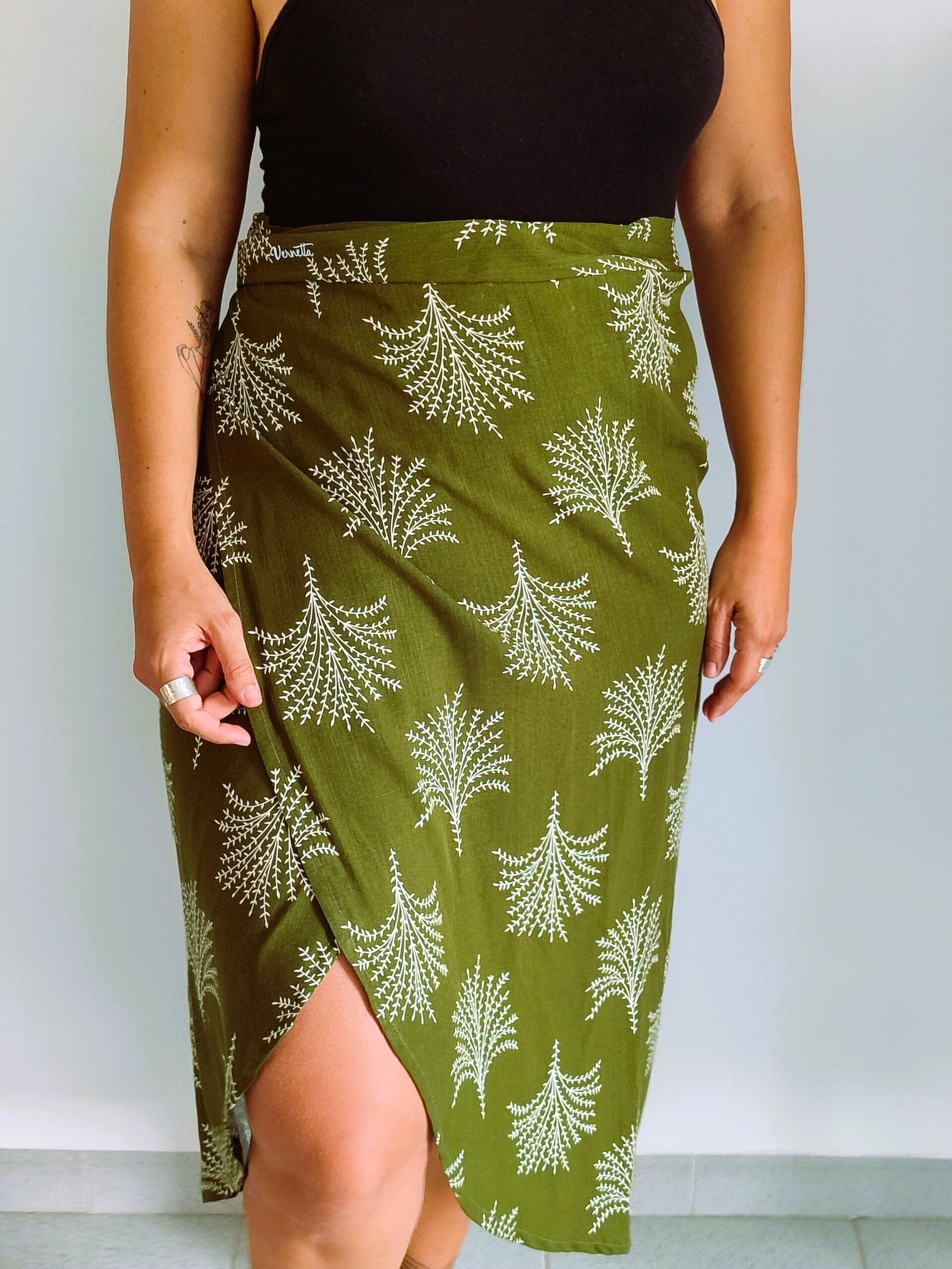 Falda Toulouse - Palmeras sobre verde - AGOTADA