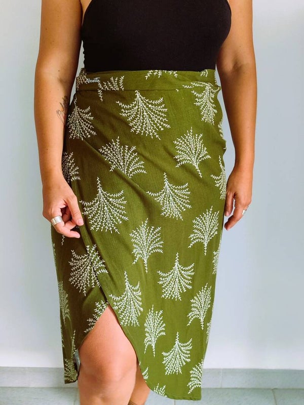 Falda Toulouse - Palmeras sobre verde - AGOTADA
