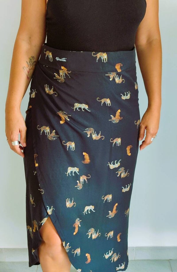 Falda Toulouse - Leopardos en negro - AGOTADA
