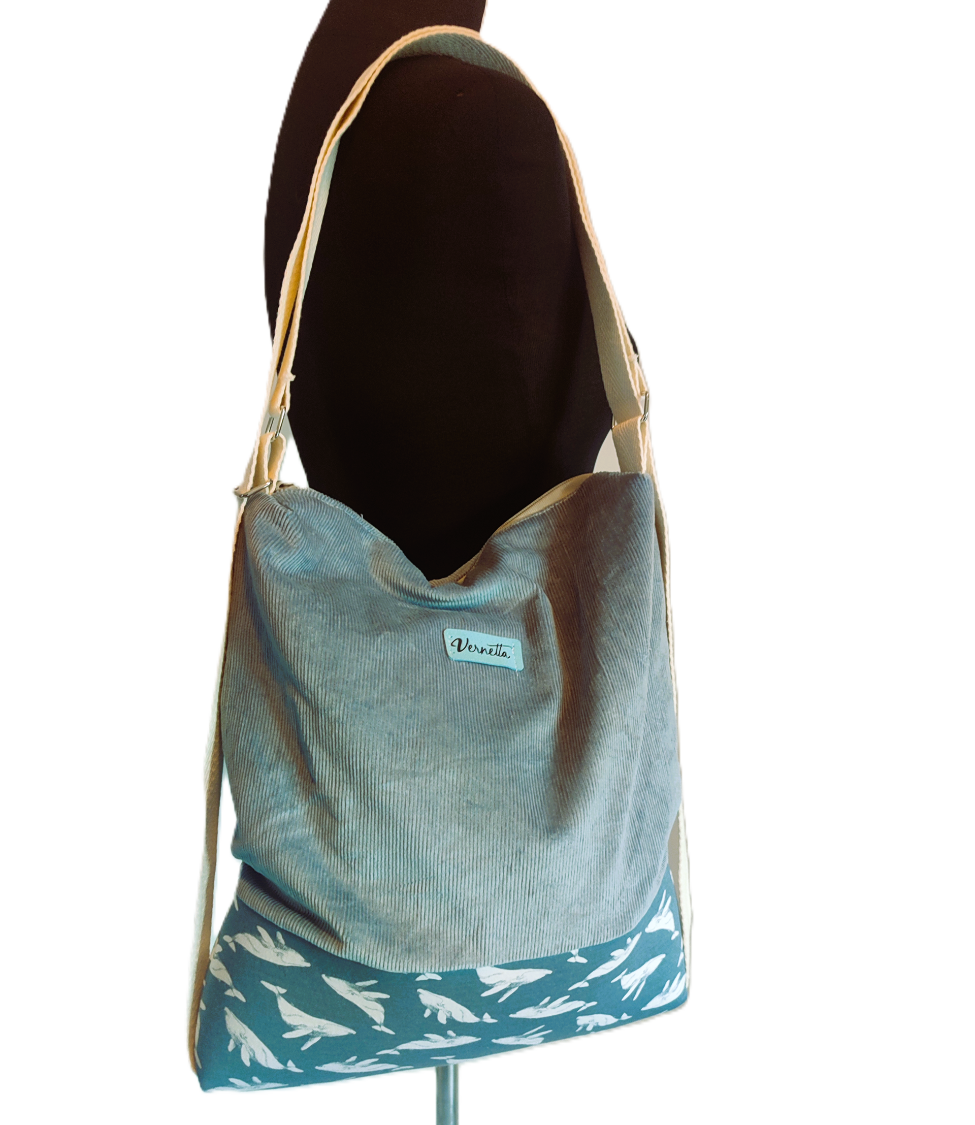 Bolso - Mochila Pana azul con ballenas - AGOTADO
