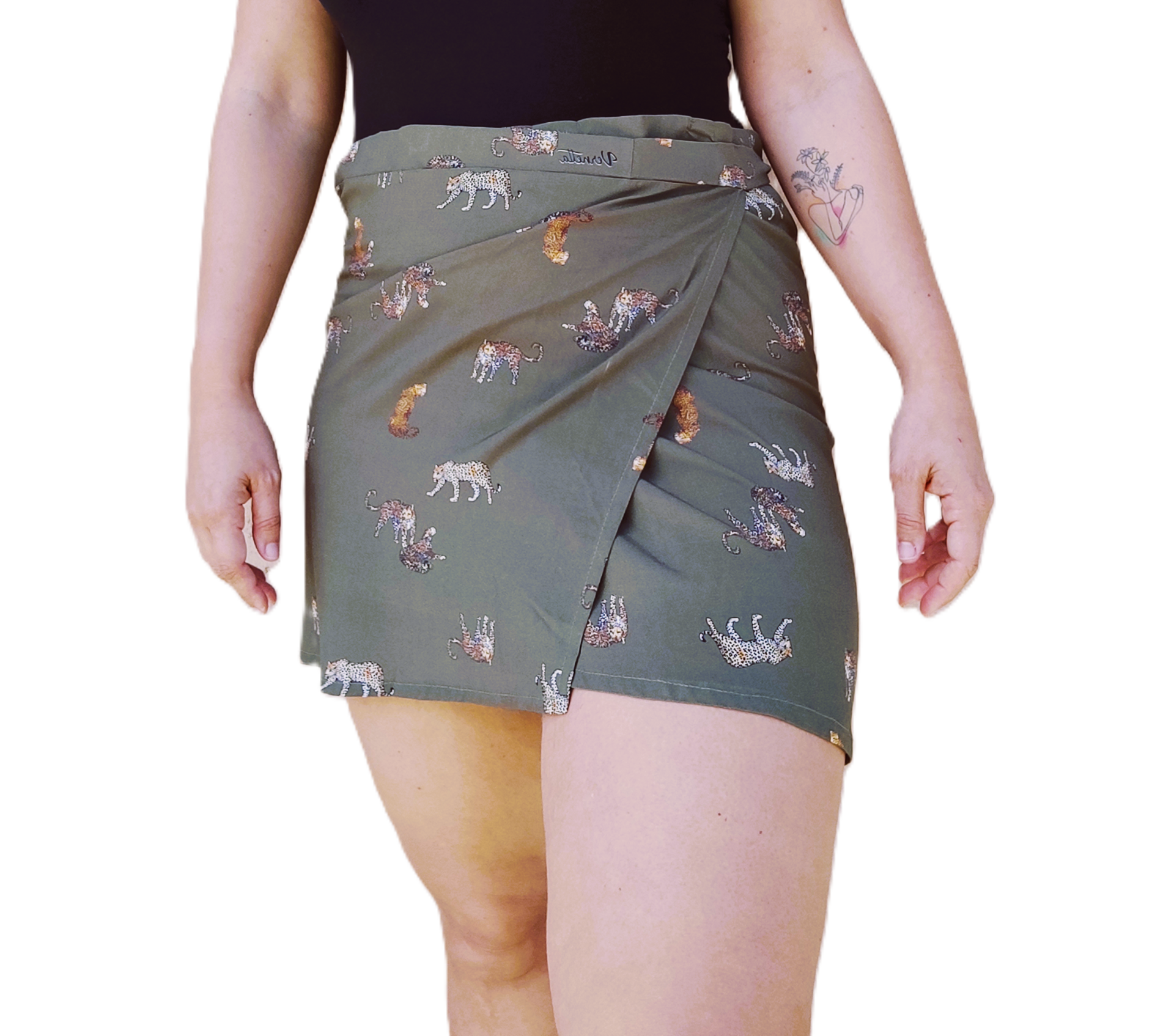 Falda Burdeos - Leopardos en verde