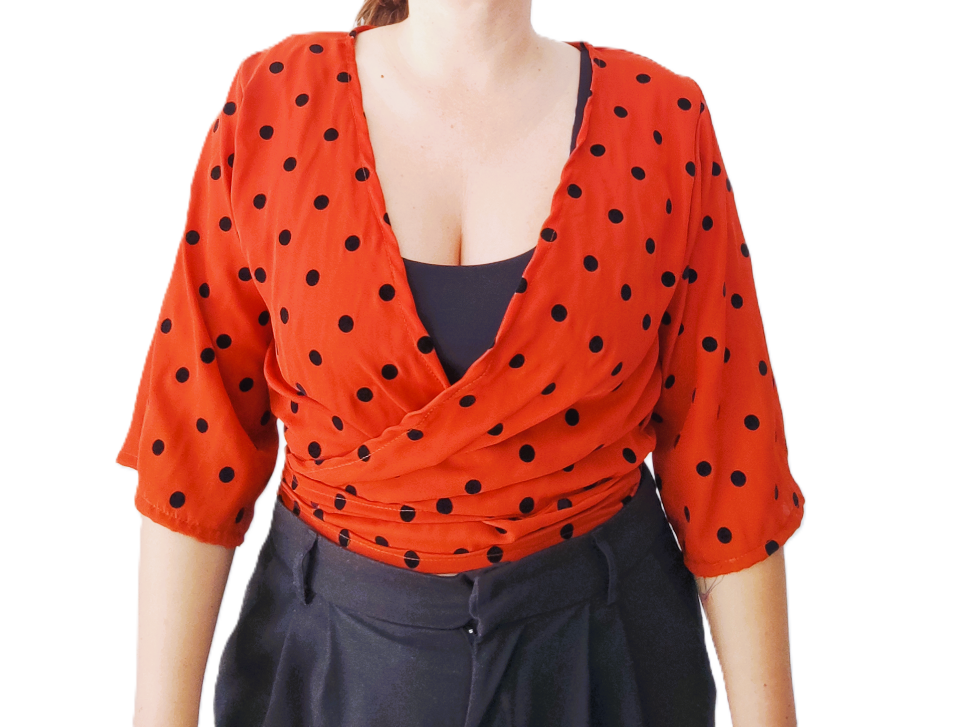 Camisa Menorca - Naranja Topos negros