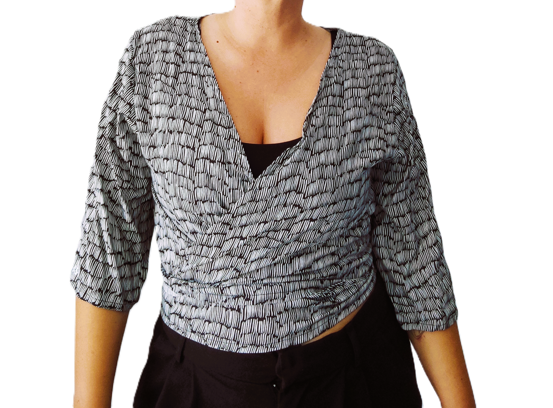 Camisa Menorca - Rayitas blancas y negras
