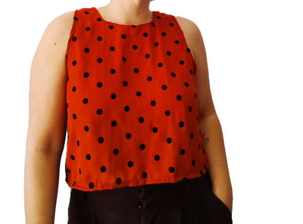 Camisa Bicolor naranjas topos negros - AGOTADA
