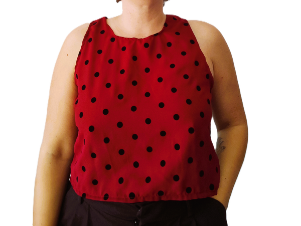 Camisa Bicolor Granate topos rojos - AGOTADA