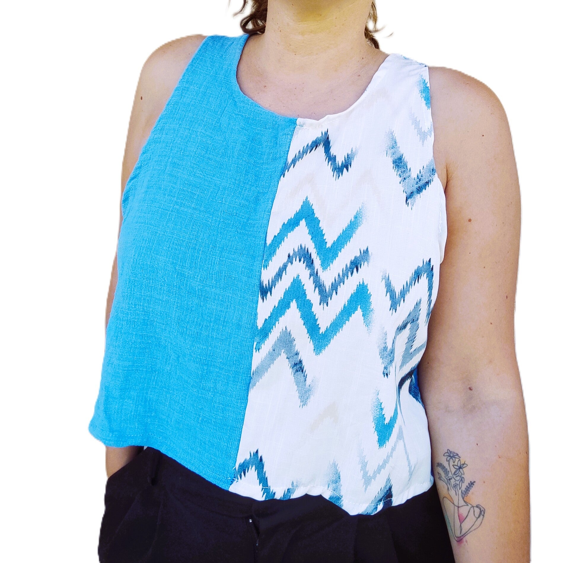 Camisa bicolor azul celeste - AGOTADA