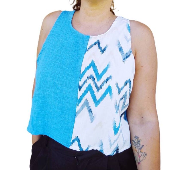 Camisa bicolor azul celeste - AGOTADA