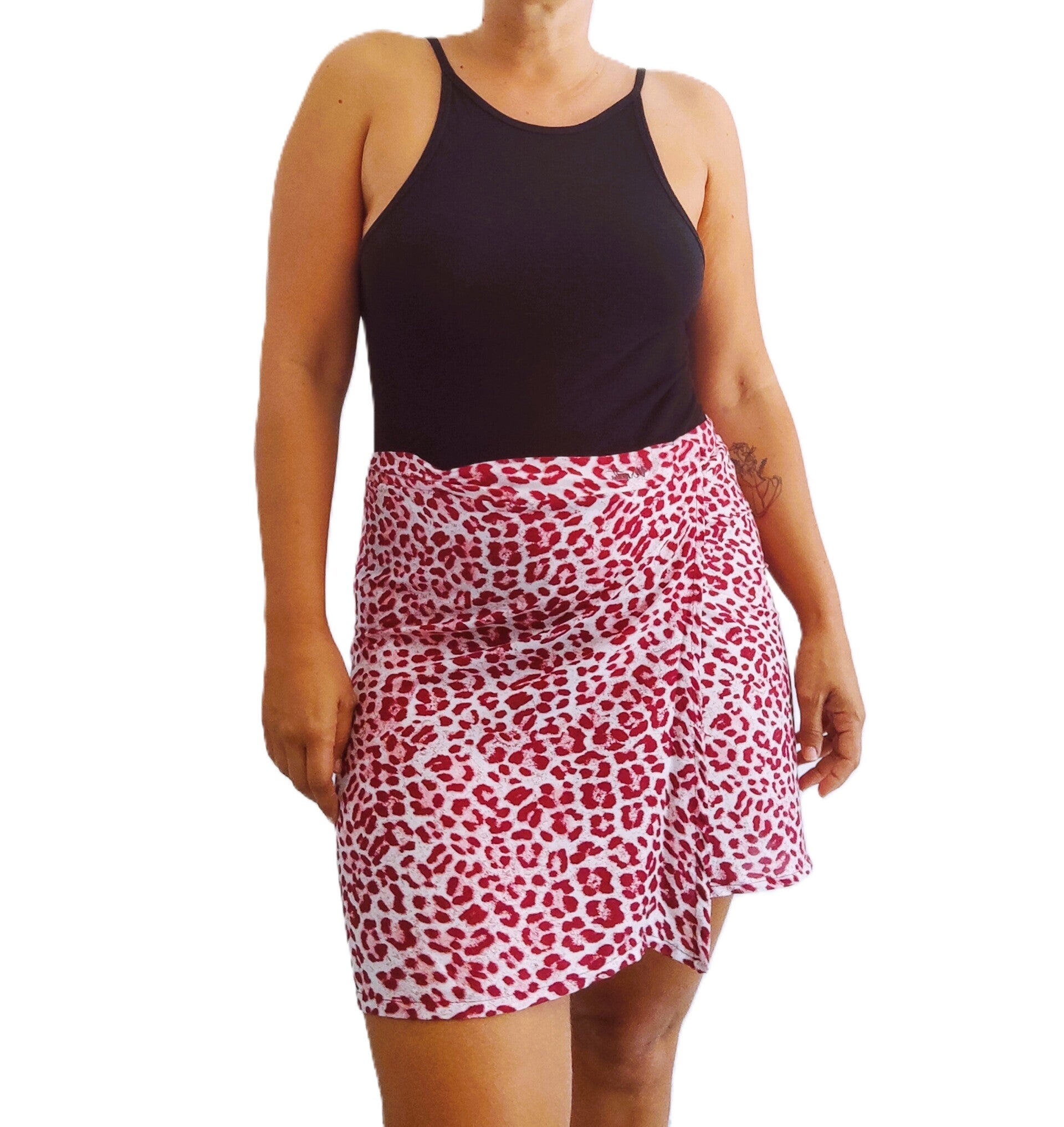 Falda Burdeos - Leopardo rosa