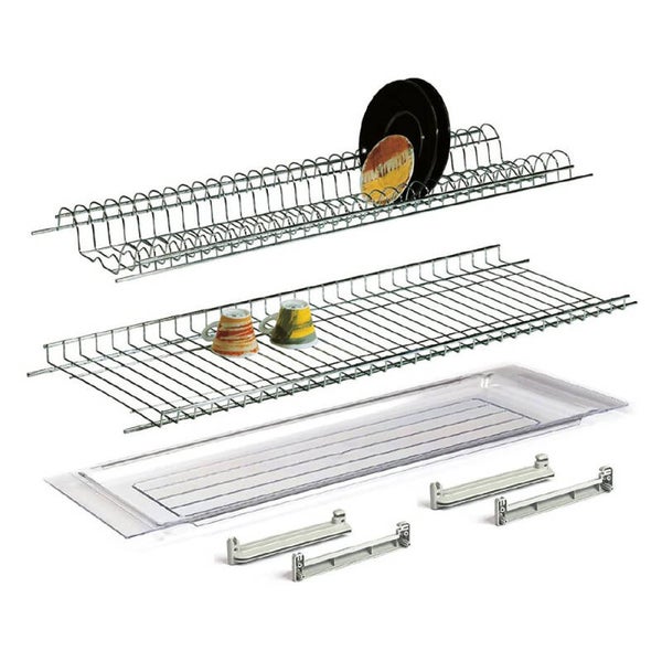 7930810 SCOLAPIATTI PER PENSILE IN ACCIAIO CROMATO cm. 76 - con vaschetta