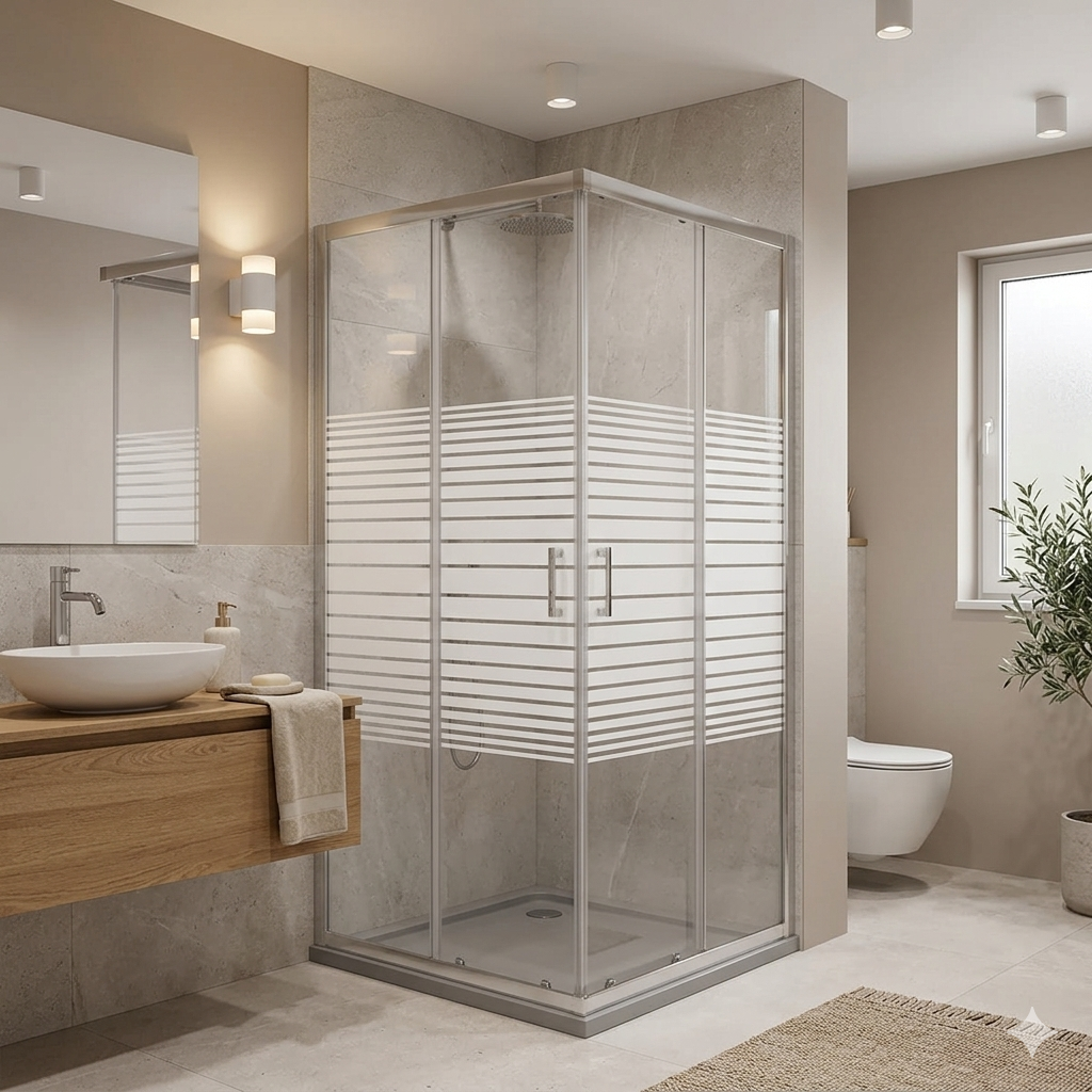 BOX DOCCIA CRISTALLO SERIGRAFATO DUE PORTE 'PERLA' cm 80 x 80 - H 185 - cod.2070120