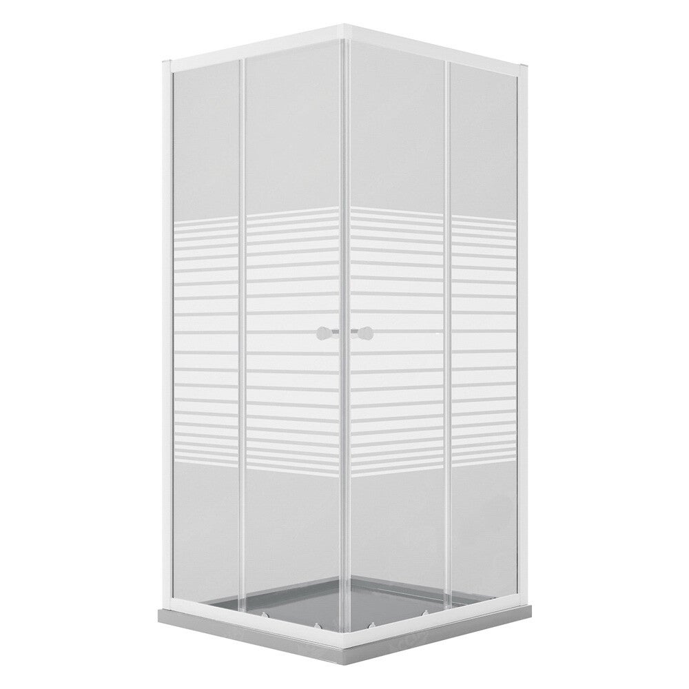 2070120 BOX DOCCIA CRISTALLO SERIGRAFATO DUE PORTE 'PERLA' cm 80 x 80 - H 185