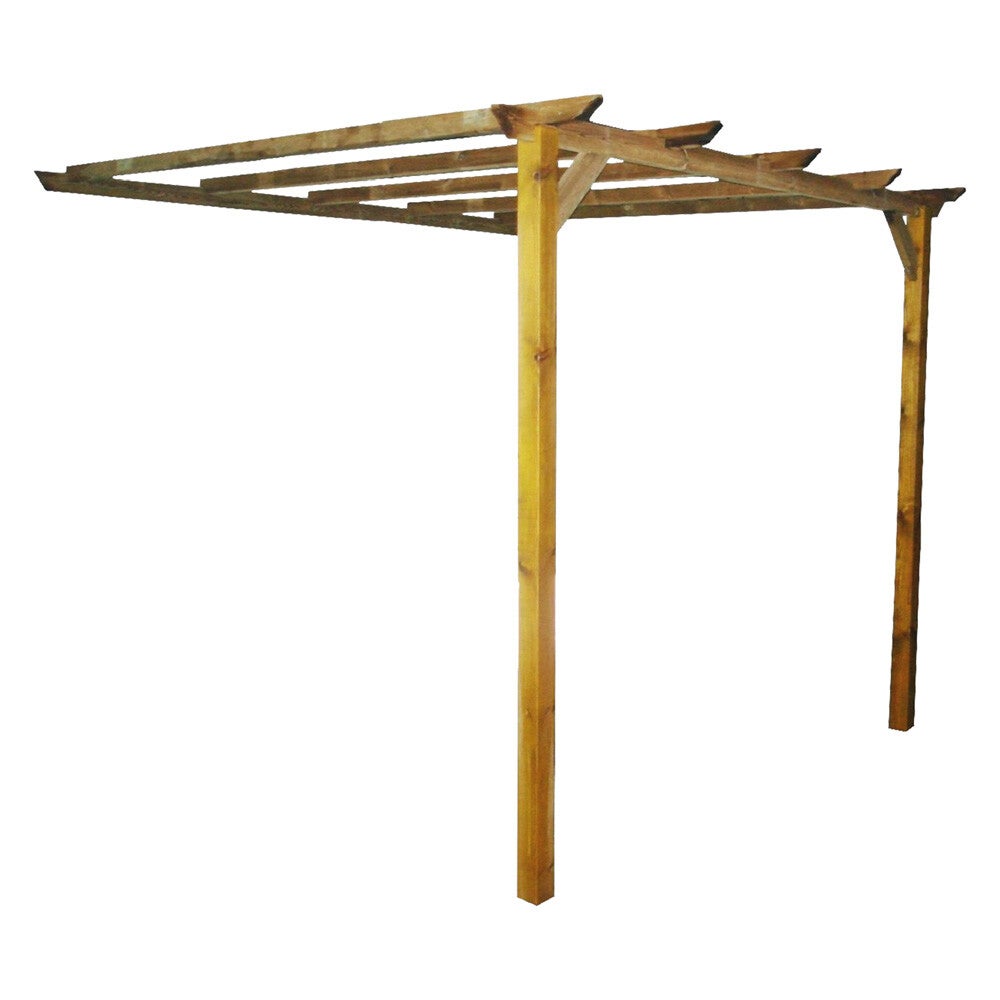 Pergola addossata in legno pino impregnato 3x2,8 m h 2,5 (pilastri 9×9) - cod. 6125842
