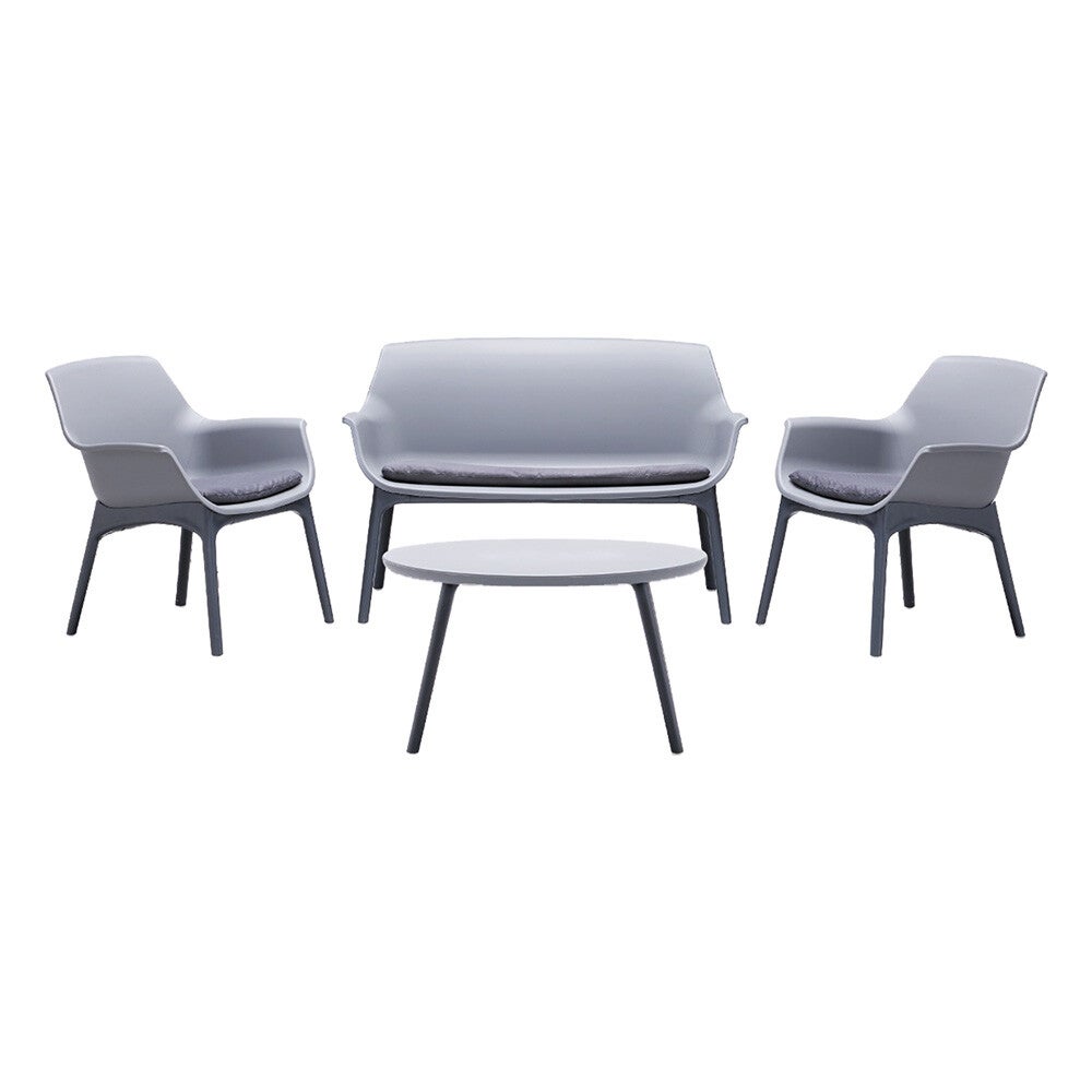 Set salotto da giardino BICA Luxor grigio/antracite in polipropilene con cuscini (4 posti) -  cod. 6129740